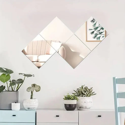 3D Acrylic Mirror Wall Stickers (Set of 4)