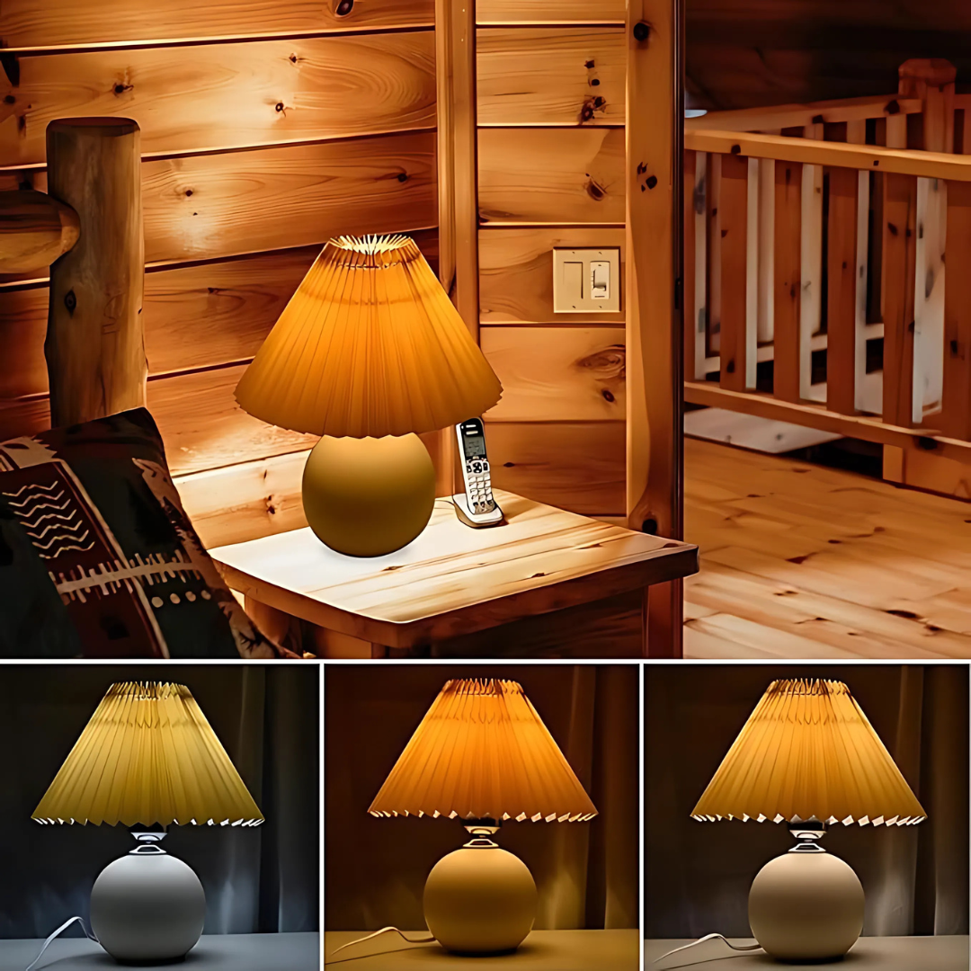 Vintage Pleated Table Lamp – Classic Charm, Modern Functionality