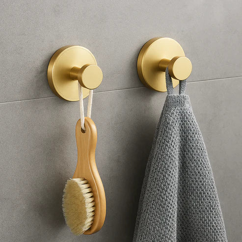 Self-Adhesive Brass Wall Hooks – Strong & Reusable (2 pcs)