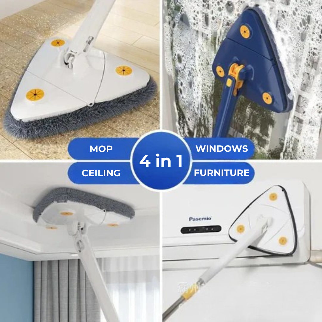 Clean360 – 360° Rotating Mop with Hands-Free Wringing+ 6 Mop Pads!