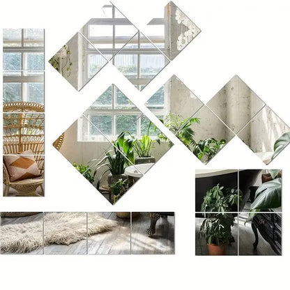3D Acrylic Mirror Wall Stickers (Set of 4)